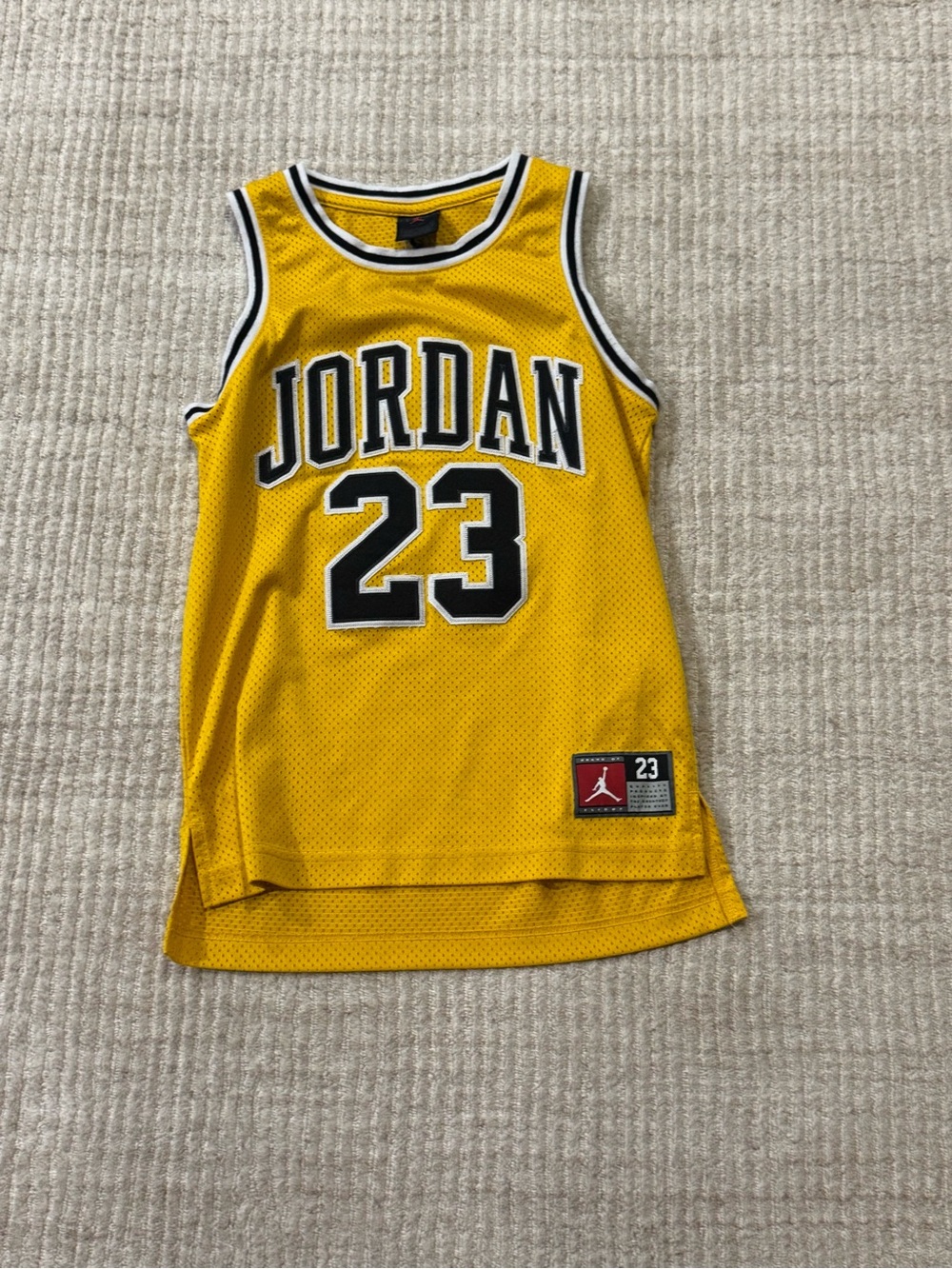 Jordan 23 Kids Yellow Mesh Basketball Jersey